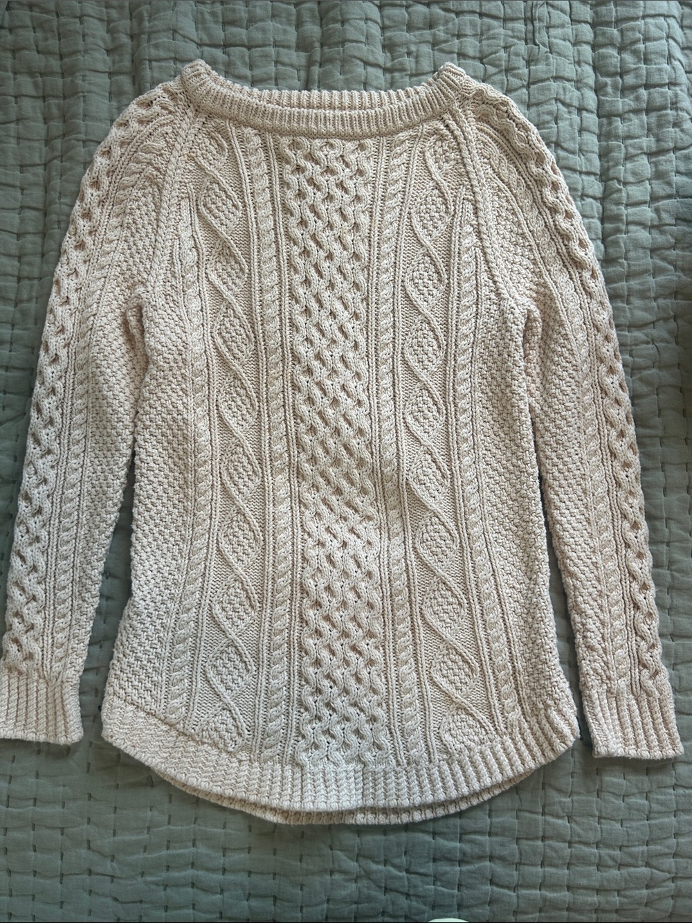LL Bean Women’s Signature Cotton Fisherman Tunic Sweater, Cream, S